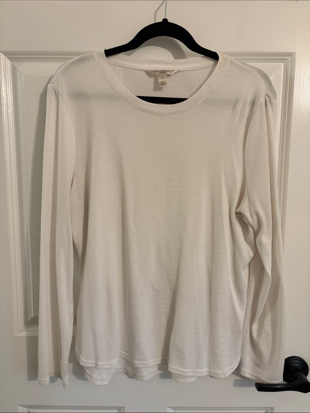Banana Republic White Long Sleeve Crewneck Top